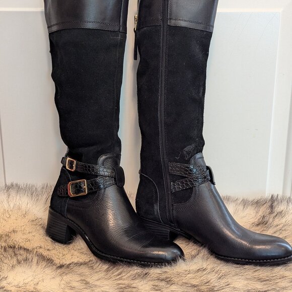 FRANCO SARTO BLACK TALL BOOTS SIZE 6 1/2 - Picture 1 of 7